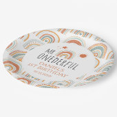 de heer Onederful Boho regenboogprik eerste verjaa Papieren Bordje (Gekanteld)