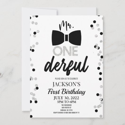 de heer ONEderful Bowtie 1st First Birthday Party Kaart (Voorkant)