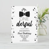 de heer ONEderful Bowtie 1st First Birthday Party Kaart (Staand voorkant)