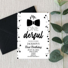 de heer ONEderful Bowtie 1st First Birthday Party Kaart