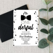 de heer ONEderful Bowtie 1st First Birthday Party Kaart