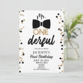 de heer ONEderful Bowtie 1st First Birthday Party Kaart (Staand voorkant)