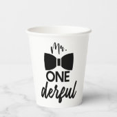 de heer ONEderful de heer Wonderful First 1st Birt Papieren Bekers (Achterkant)