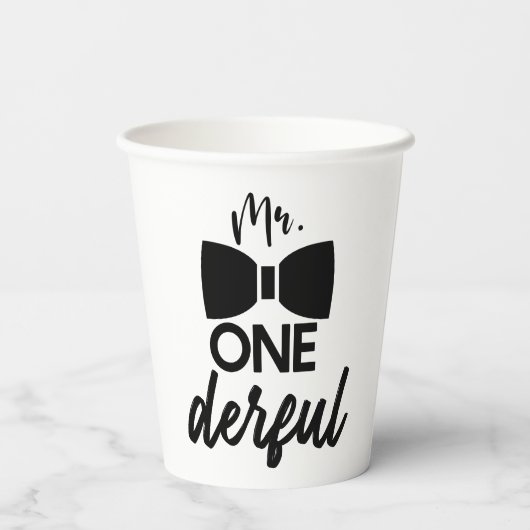 de heer ONEderful de heer Wonderful First 1st Birt Papieren Bekers (Achterkant)