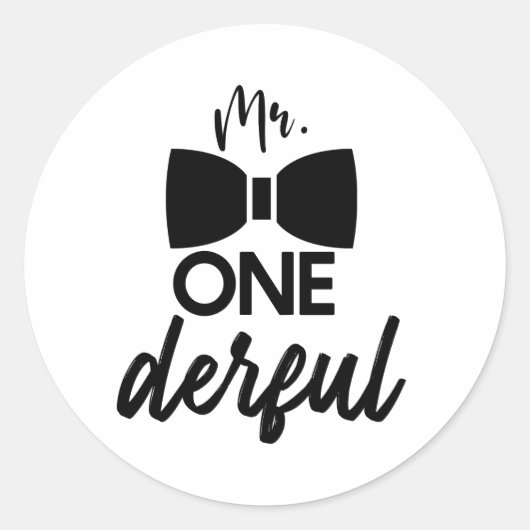 de heer ONEderful de heer Wonderful First 1st Birt Ronde Sticker (Voorkant)