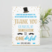 De heer Onederful First Birthday dank u kaart 20-1 (Staand voorkant)