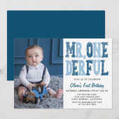 De heer Onederful First Birthday Foto Kaart (Voorkant / Achterkant)