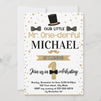 de heer Onederful First Birthday Party Invitation  Kaart