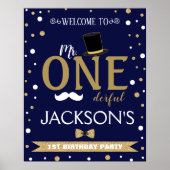 De heer Onederful First Birthday Party welkomstbor Poster (Voorkant)