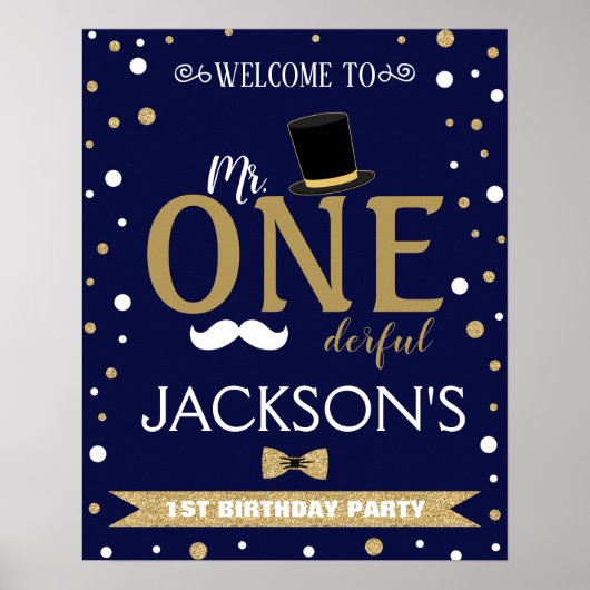 De heer Onederful First Birthday Party welkomstbor Poster (Voorkant)