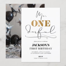 de heer ONEderful First Birthday Photo Invitation