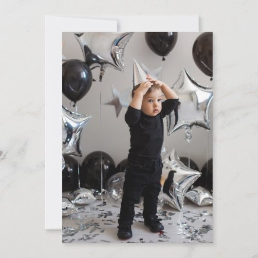 de heer ONEderful First Birthday Photo Invitation Kaart (Achterkant)