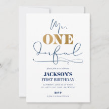 de heer ONEderful First Birthday Photo Invitation