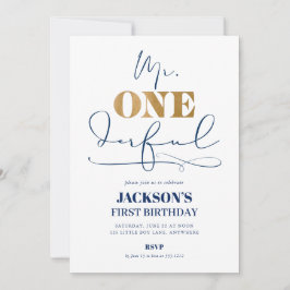 de heer ONEderful First Birthday Photo Invitation Kaart
