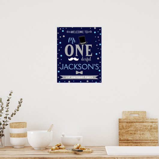 De heer Onederful First Birthday Welkomstteken Poster (Keuken)