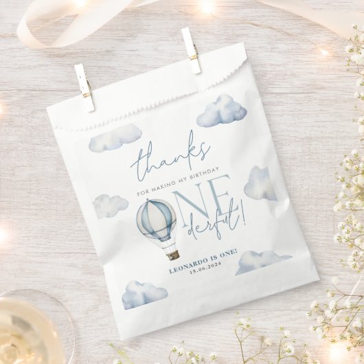 de heer ONEderful Hot Air Ballon Boy 1st Birthday  Bedankzakje (Geknipt)