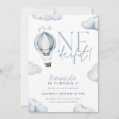 de heer ONEderful Hot Air Ballon Boy 1st Birthday Kaart (Voorkant)