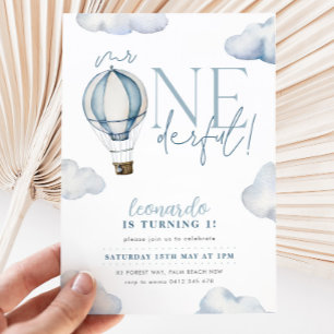 de heer ONEderful Hot Air Ballon Boy 1st Birthday  Kaart