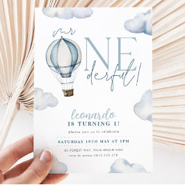 de heer ONEderful Hot Air Ballon Boy 1st Birthday  Kaart