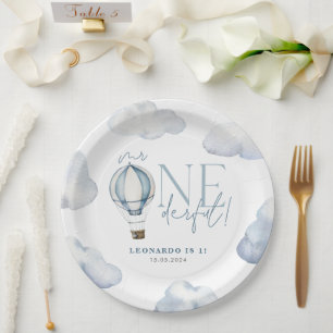 de heer ONEderful Hot Air Ballon Boy 1st Birthday  Papieren Bordje