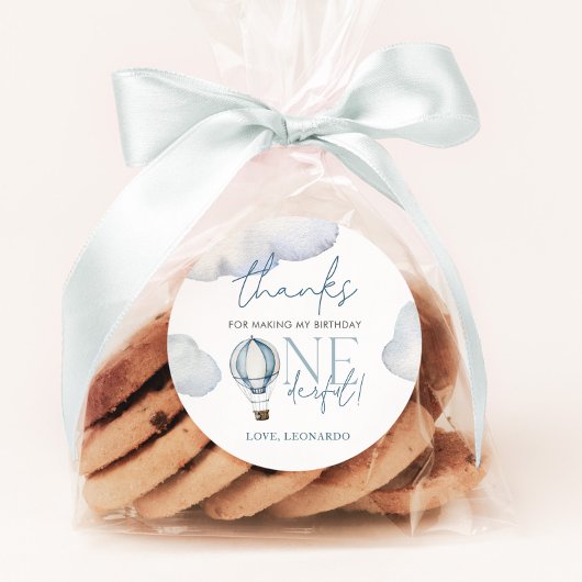 de heer ONEderful Hot Air Ballon Boy 1st Birthday Ronde Sticker