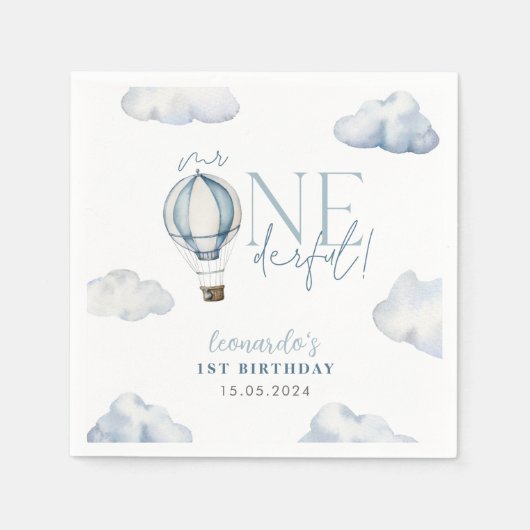 de heer ONEderful Hot Air Ballon Boy 1st Birthday  Servet (Voorkant)