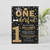 De heer Onederful Invitation Black en Gold Kaart (Staand voorkant)