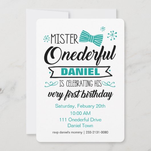 de heer Onederful Invitation Kaart (Voorkant)