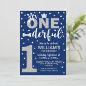 de heer Onederful Invitation Royal Navy Silver Boy Kaart (Staand voorkant)