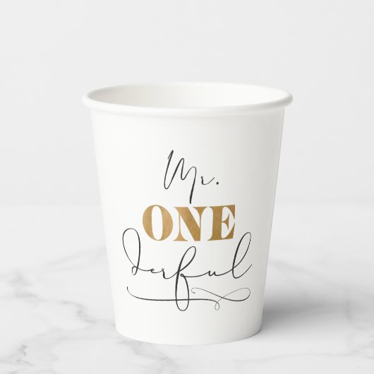de heer Onederful Paper Cups Papieren Bekers (Achterkant)