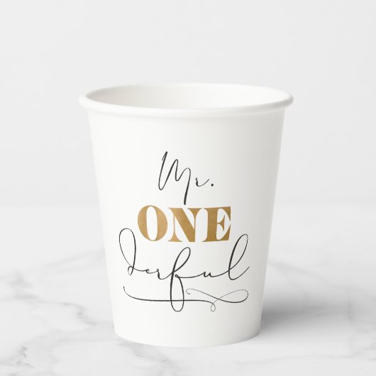 de heer Onederful Paper Cups Papieren Bekers (Voorkant)