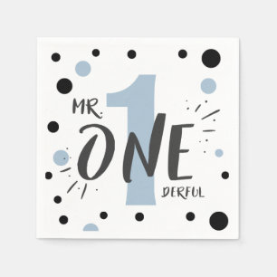 de heer Onederful Paper Napkins Boy Baby Blue Servet