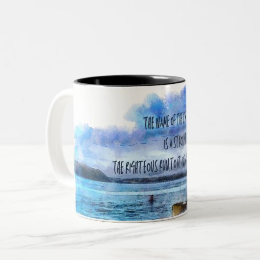 De Heer Onze Sterke Tower Tweekleurige Koffiemok (Voorkant links)