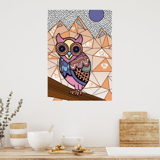 de heer Owl Art Print (Keuken)