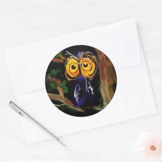 de heer Owl Ronde Sticker (Envelop)