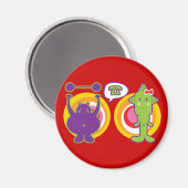 De heer Paars & Miss Green Cute Cartoon Character Magneet (Voorkant / Achterkant)