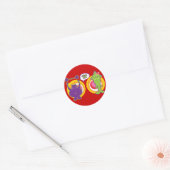 De heer Paars & Miss Green Cute Cartoon Character Ronde Sticker (Envelop)