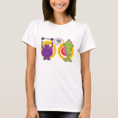 De heer Paars & Miss Green Cute Cartoon Character T-shirt (Voorkant)