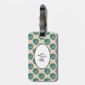 de heer Palm Print Turquoise Bagagelabel (Achterkant verticaal)