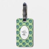 de heer Palm Print Turquoise Bagagelabel (Achterkant verticaal)