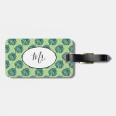 de heer Palm Print Turquoise Bagagelabel (Achterkant horizontaal)