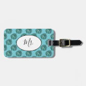 de heer Palm Print Turquoise Bagagelabel (Voorkant horizontaal)