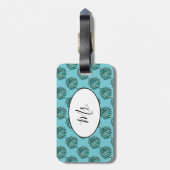 de heer Palm Print Turquoise Bagagelabel (Achterkant verticaal)