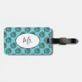 de heer Palm Print Turquoise Bagagelabel (Achterkant horizontaal)