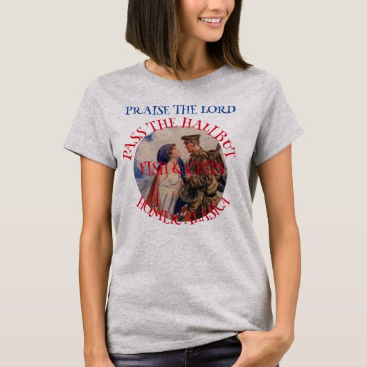 De Heer Pass the Halibut Fish & Chips T-shirt (Voorkant)