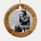 DE HEER .PELICAN VIST GOLD FOTO-TEMPLATE KERAMISCH ORNAMENT (Achterkant)