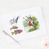 DE HEER PELICAN VIST MONOGRAM RECHTHOEKIGE STICKER (Envelop)