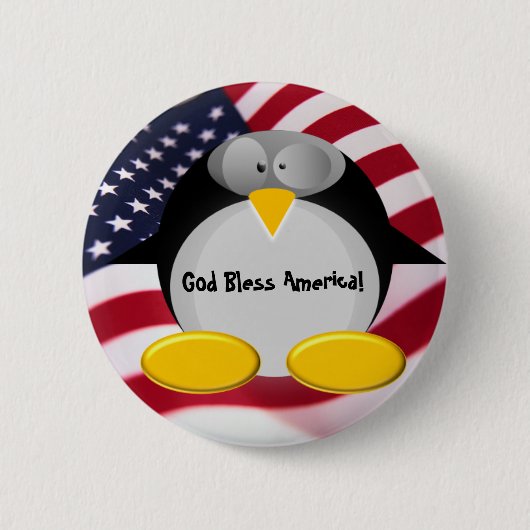 De heer Penguin - God Bless America Ronde Button 5,7 Cm (Voorkant)