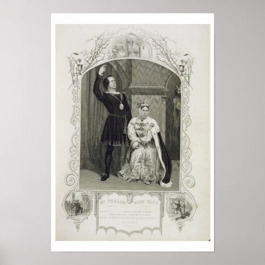 De heer Phelps als Hamlet en Miss Glyn als koningi Poster (Voorkant)