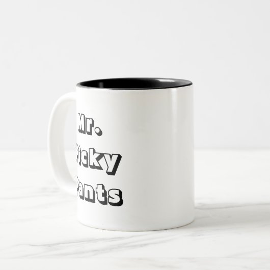 de heer Picky Pants Tweekleurige Koffiemok (Voorkant links)